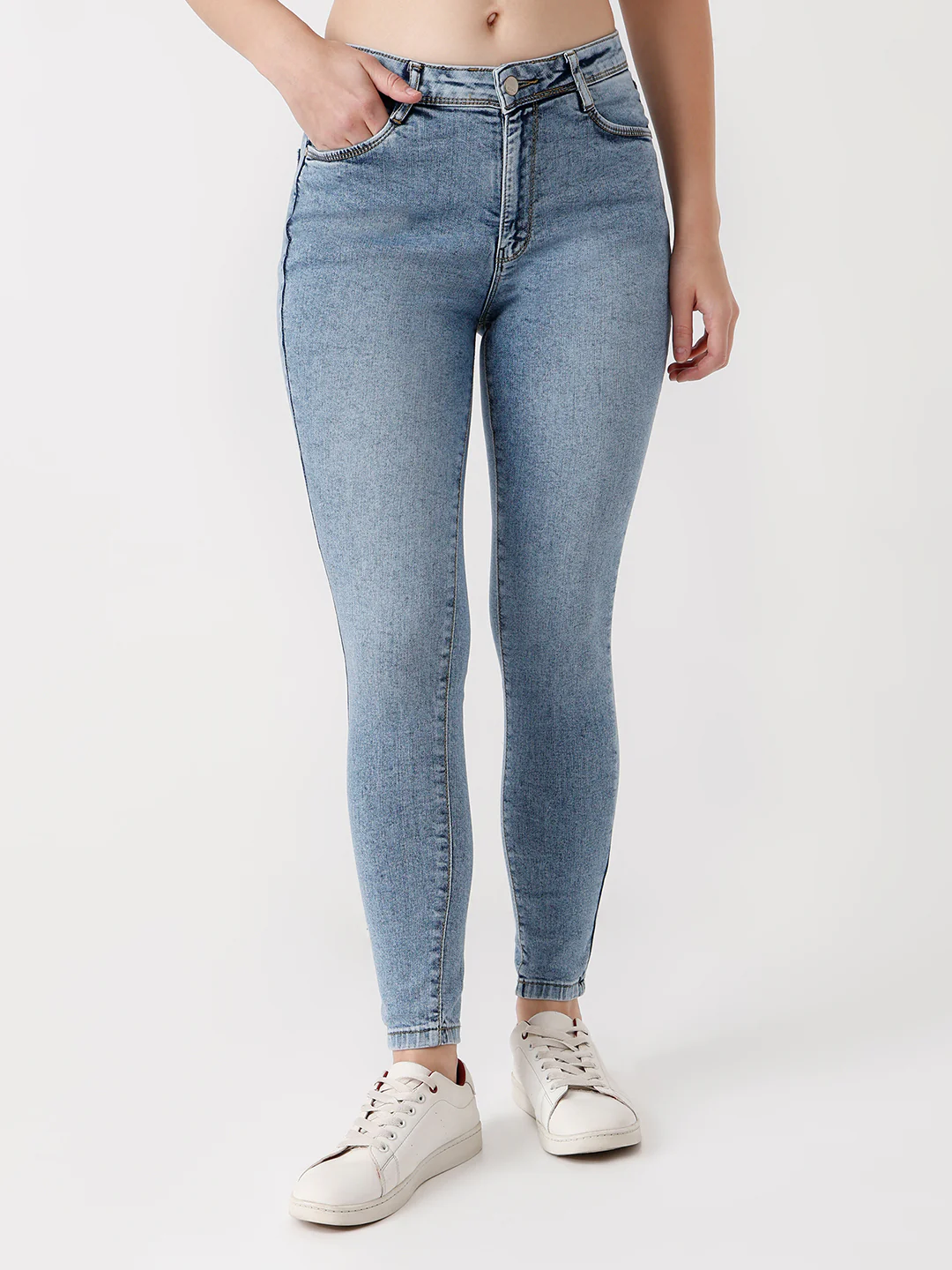 Women Light Blue High-Rise Skinny Jeans - Image 2