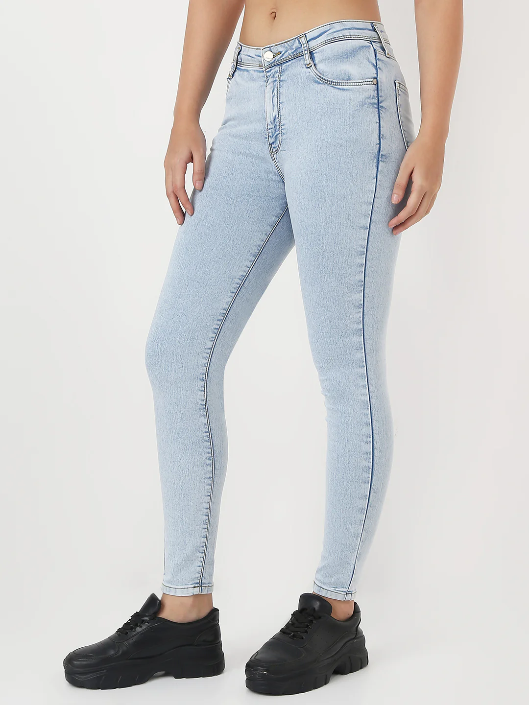 Women Light Blue High-Rise Skinny Jeans - Image 4