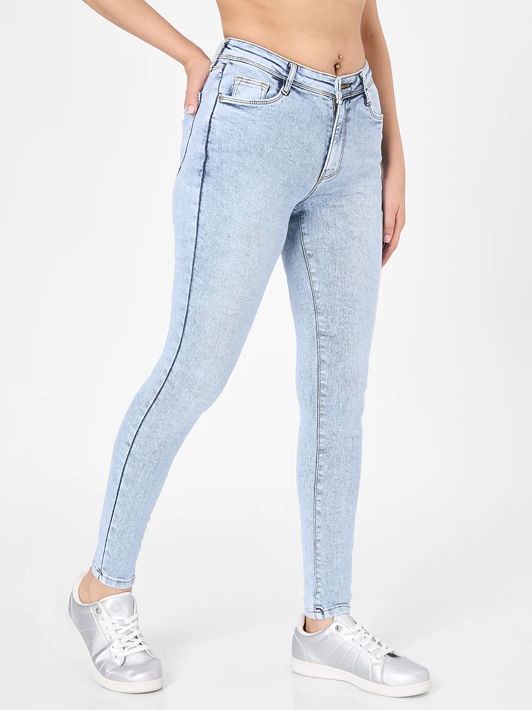 Women Light Blue High-Rise Skinny Jeans - Image 5