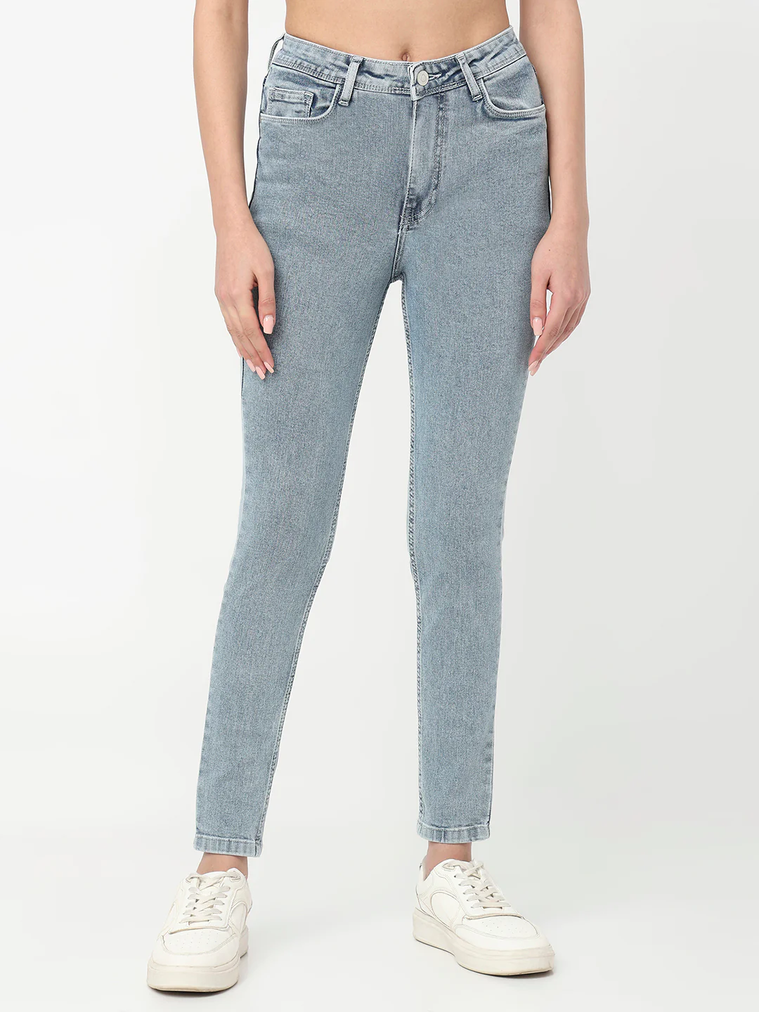 Women Light Blue High-Rise Skinny Jeans - Image 2