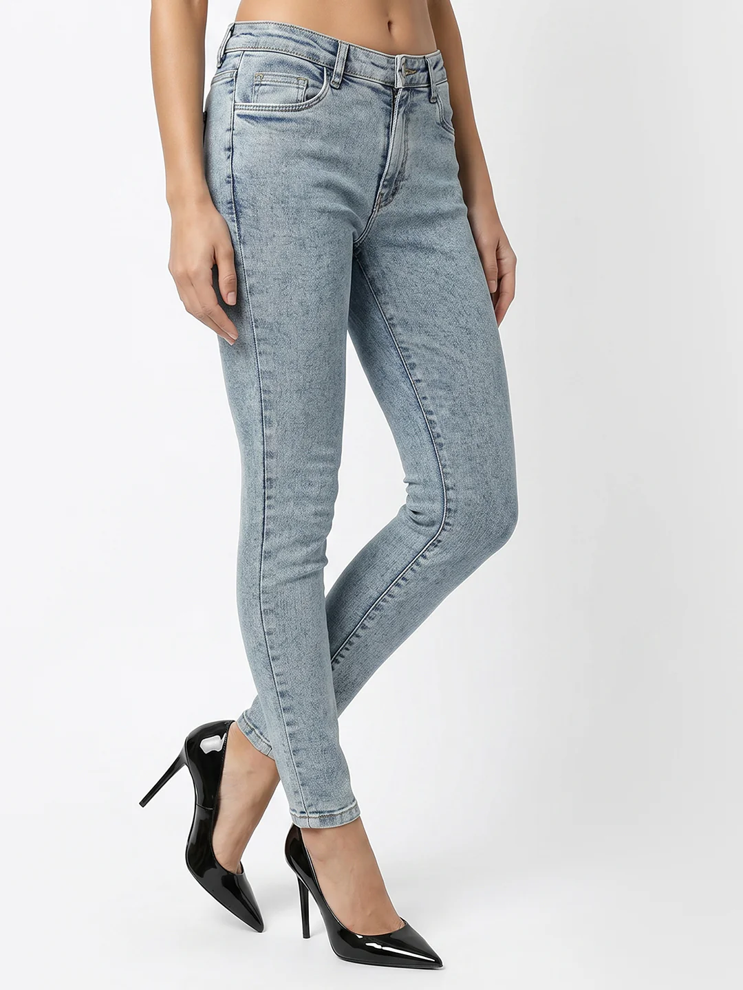 Women Light Blue High-Rise Skinny Jeans - Image 6