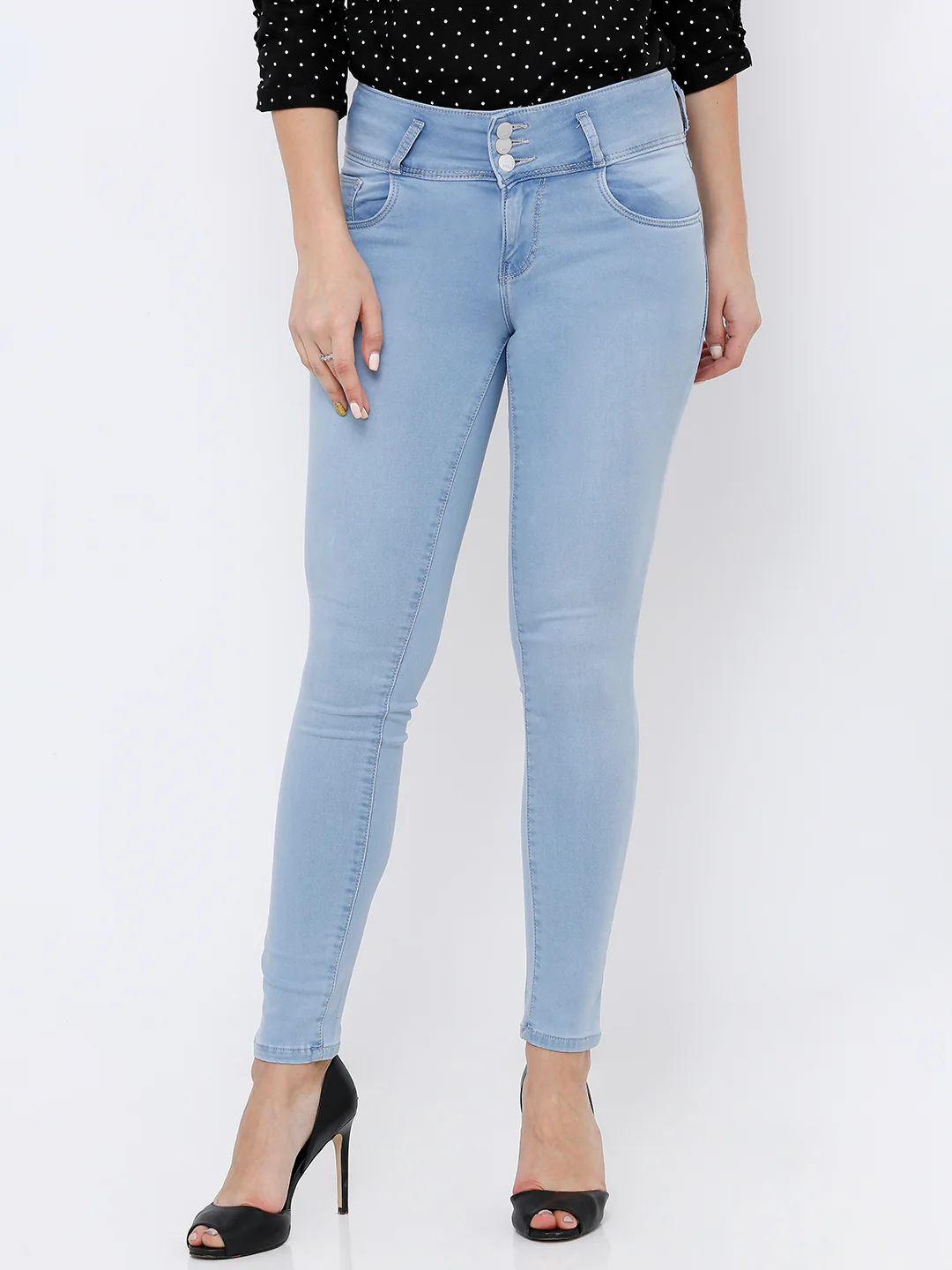 Women Light Blue High-Rise Skinny Jeans - Image 2