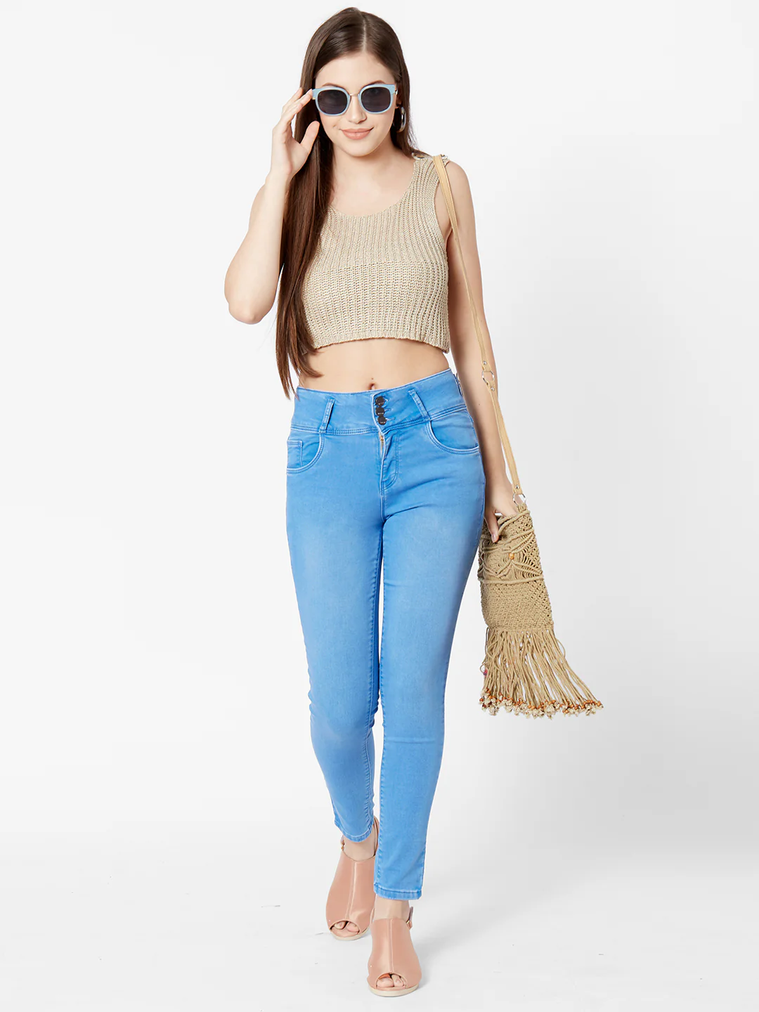 Women Light Blue High-Rise Skinny Jeans