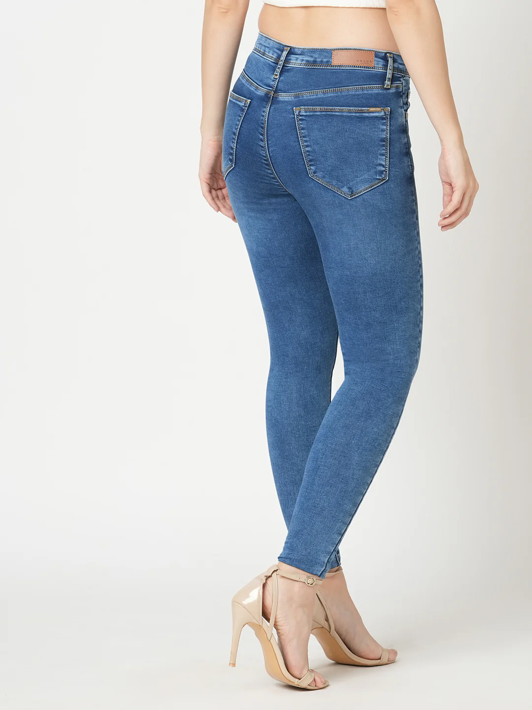Women Light Blue High-Rise Skinny Jeans - Image 3
