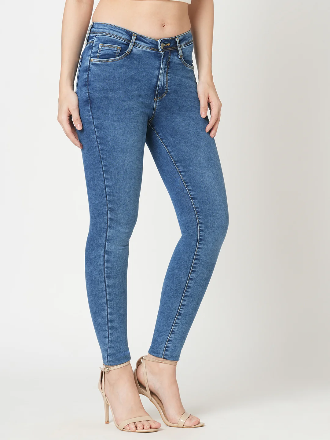 Women Light Blue High-Rise Skinny Jeans - Image 5