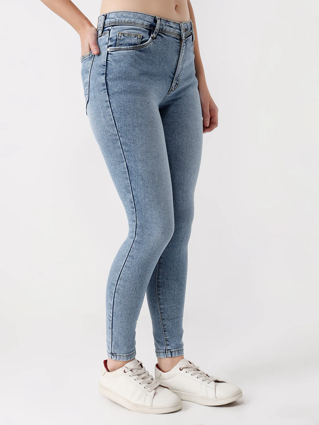 Women Light Blue High-Rise Skinny Jeans - Image 4