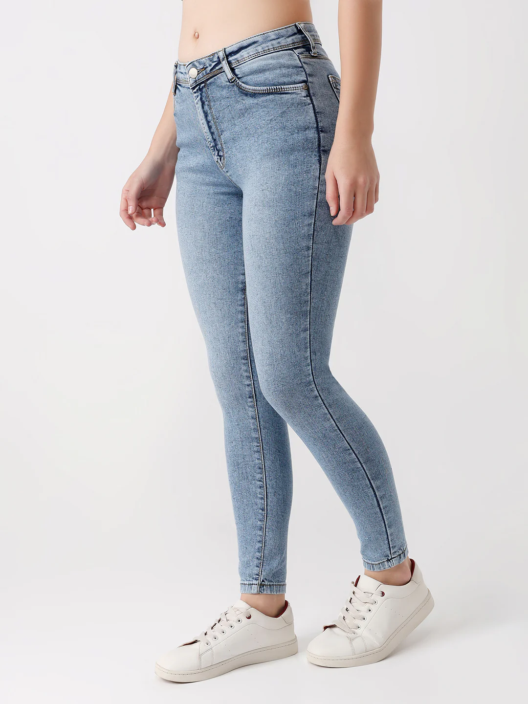 Women Light Blue High-Rise Skinny Jeans - Image 6
