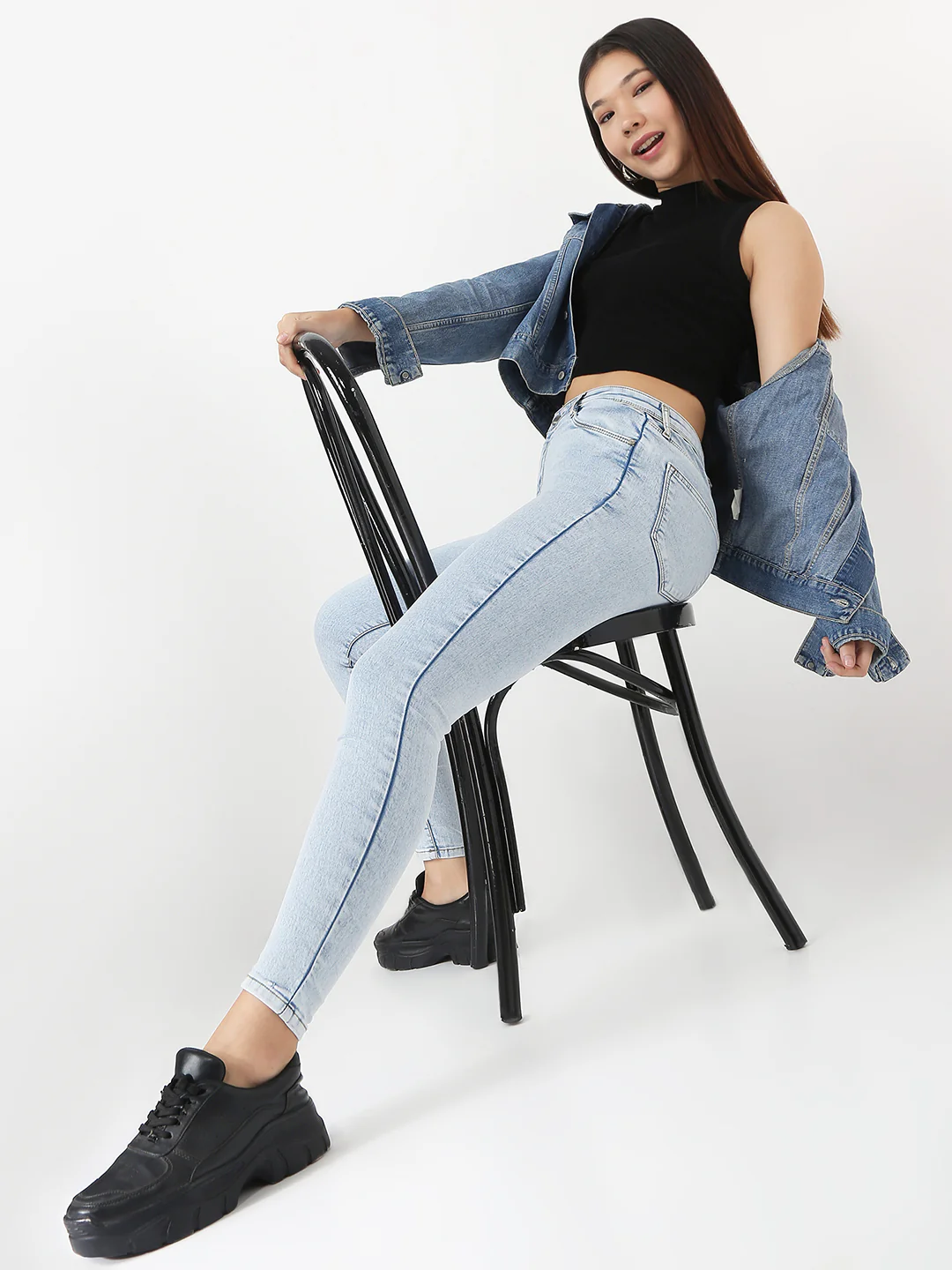 Women Light Blue High-Rise Skinny Jeans