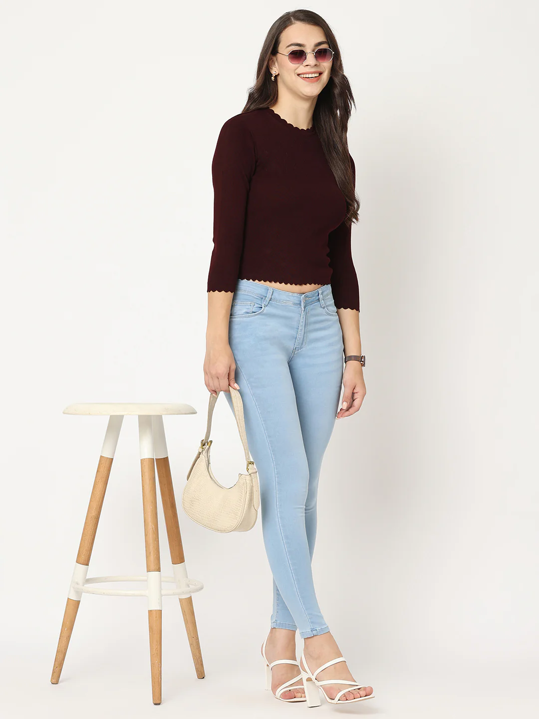 Women Light Blue High-Rise Skinny Jeans