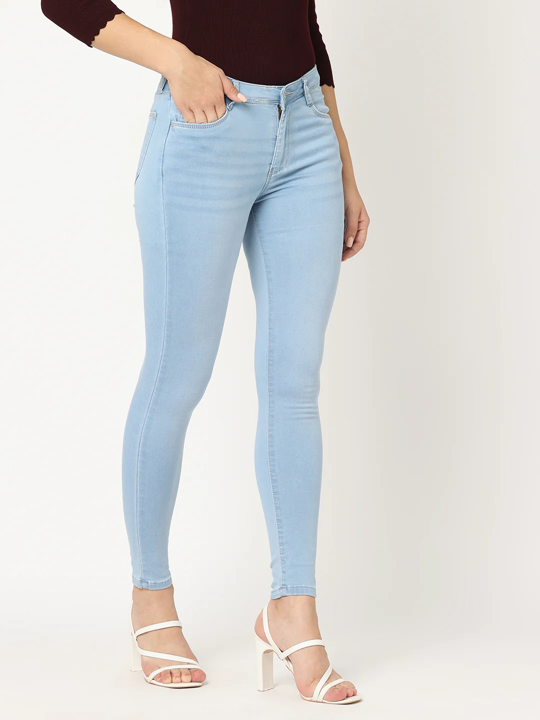 Women Light Blue High-Rise Skinny Jeans - Image 5