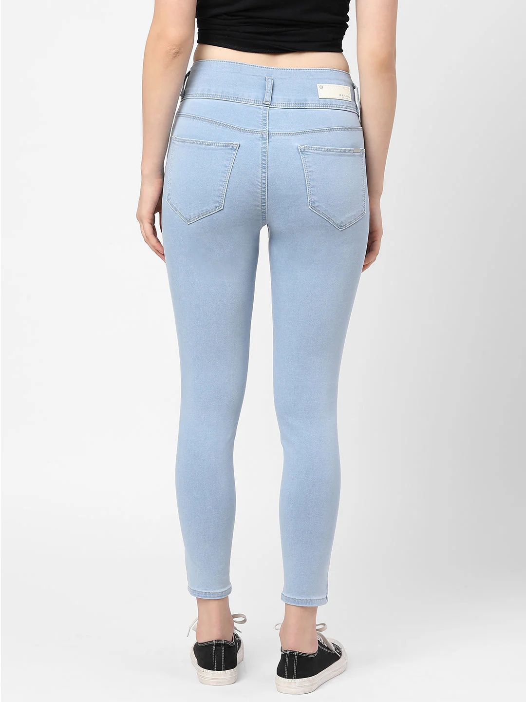 Women Light Blue High-Rise Skinny Jeans - Image 3