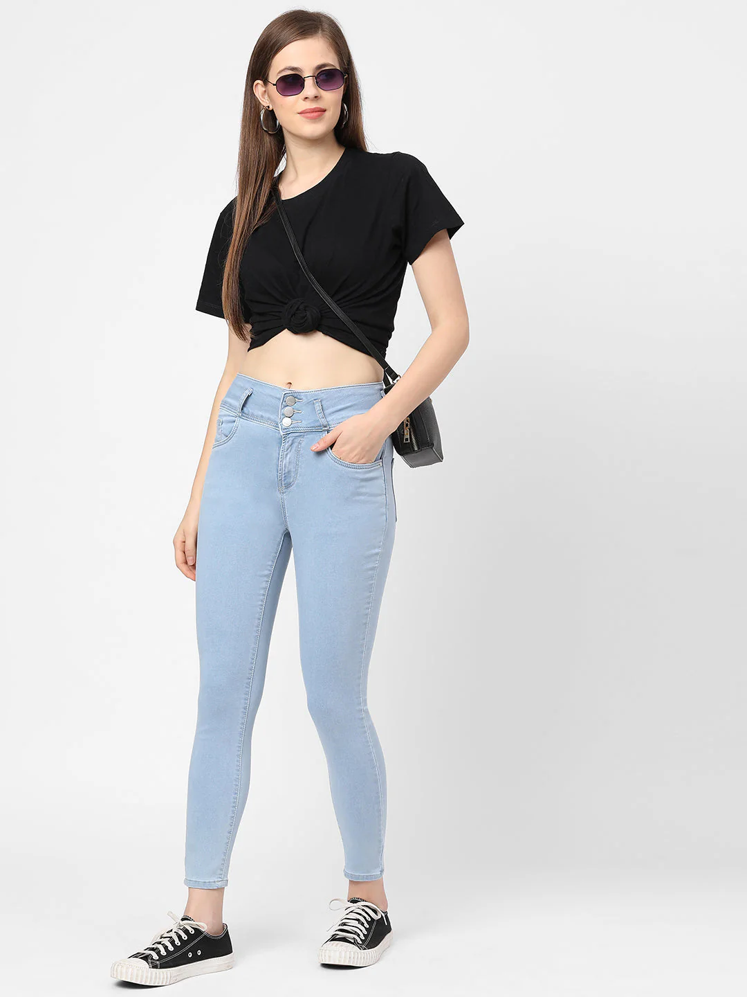 Women Light Blue High-Rise Skinny Jeans - Image 4