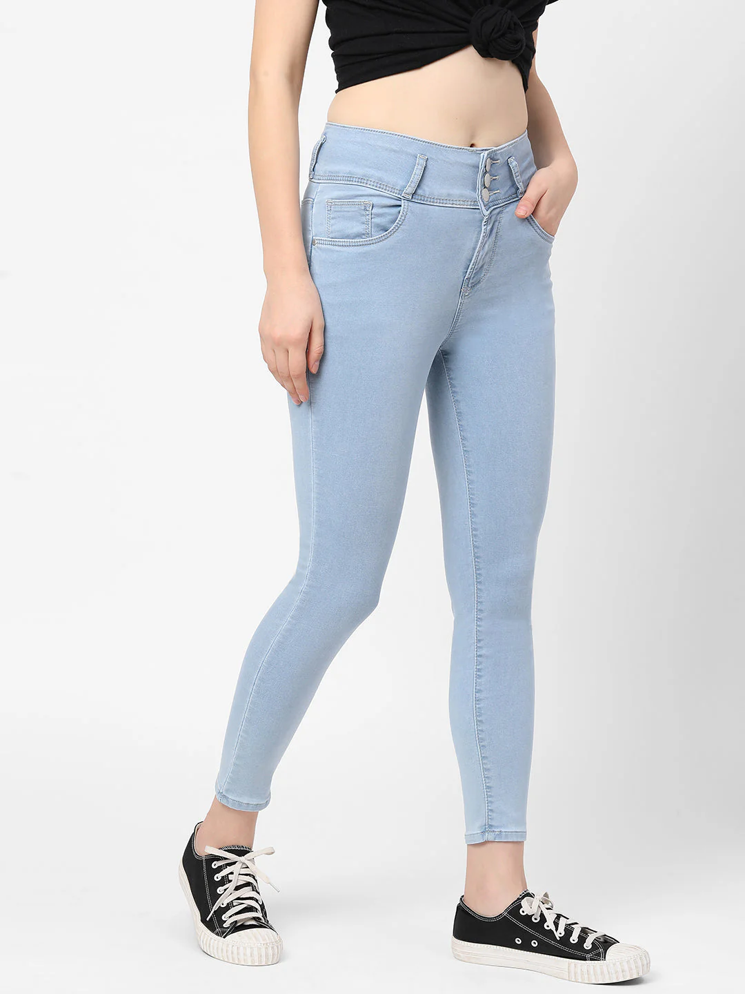 Women Light Blue High-Rise Skinny Jeans - Image 6