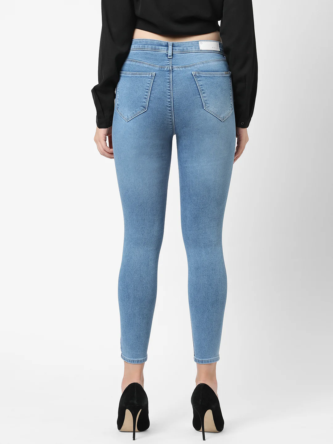 Women Light Blue High-Rise Skinny Jeans - Image 3