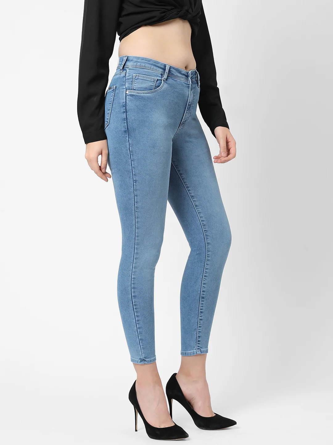 Women Light Blue High-Rise Skinny Jeans - Image 4