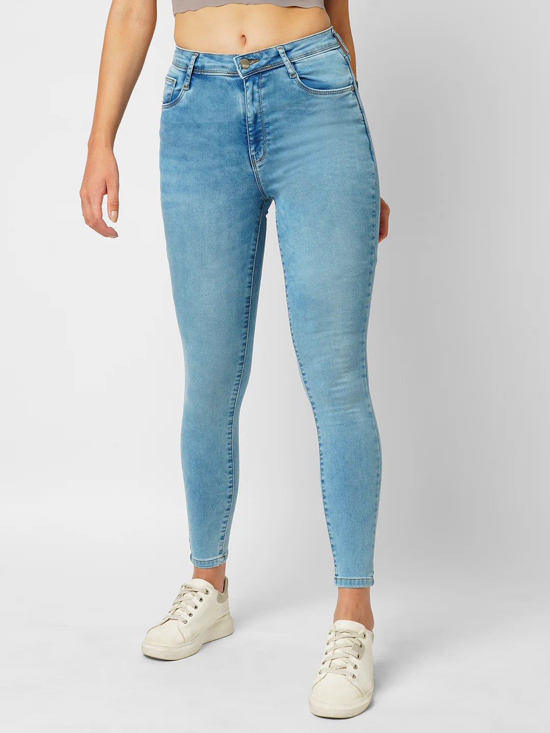 Women Light Blue High-Rise Skinny Jeans - Image 2
