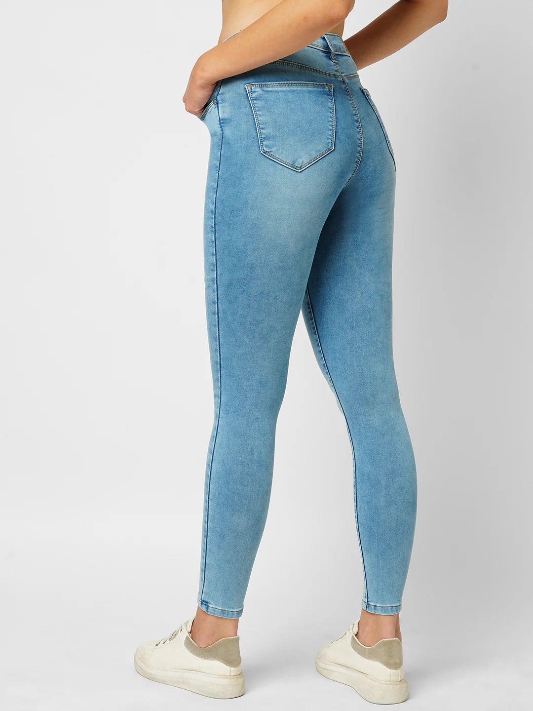 Women Light Blue High-Rise Skinny Jeans - Image 3