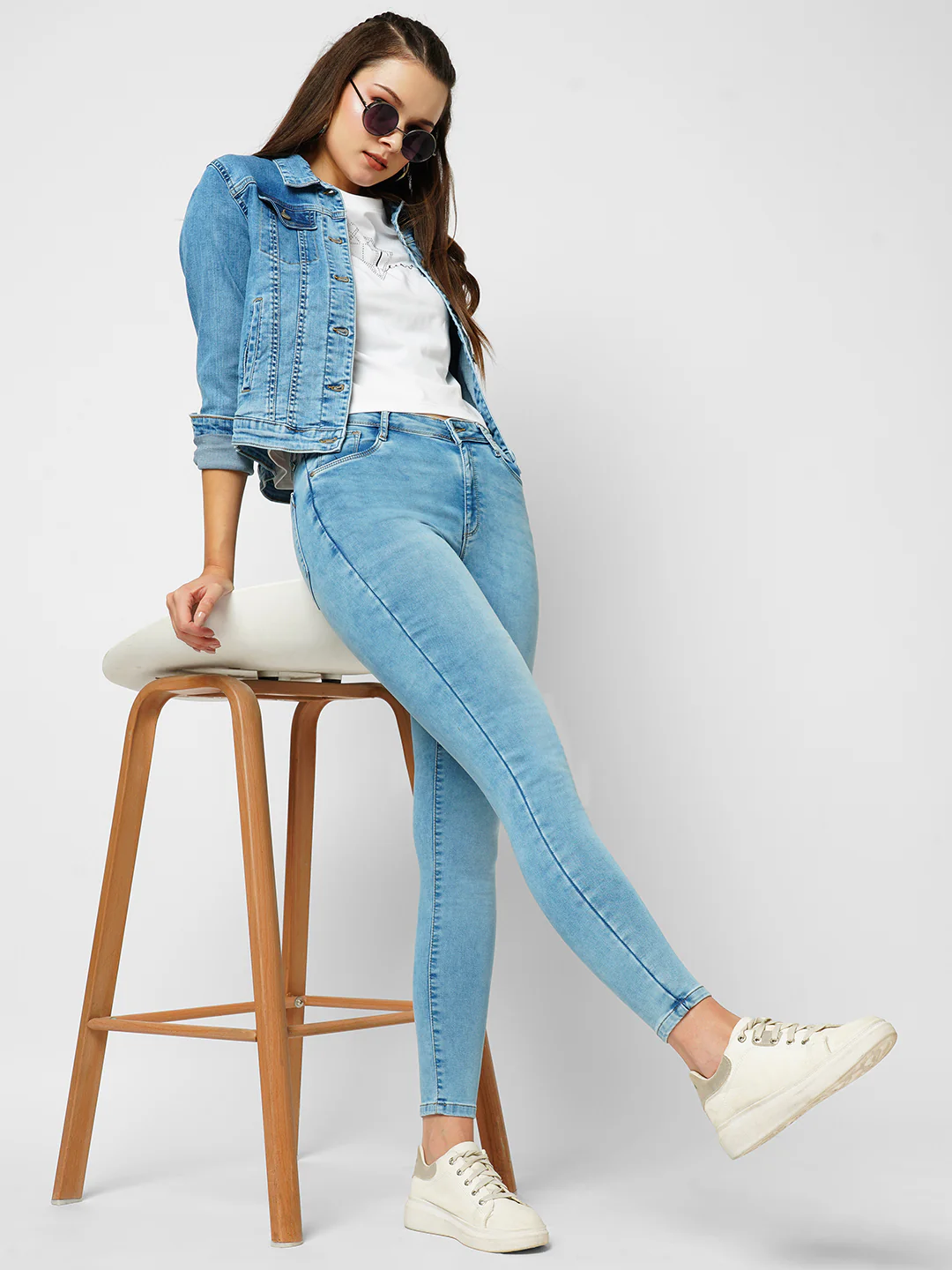 Women Light Blue High-Rise Skinny Jeans - Image 4