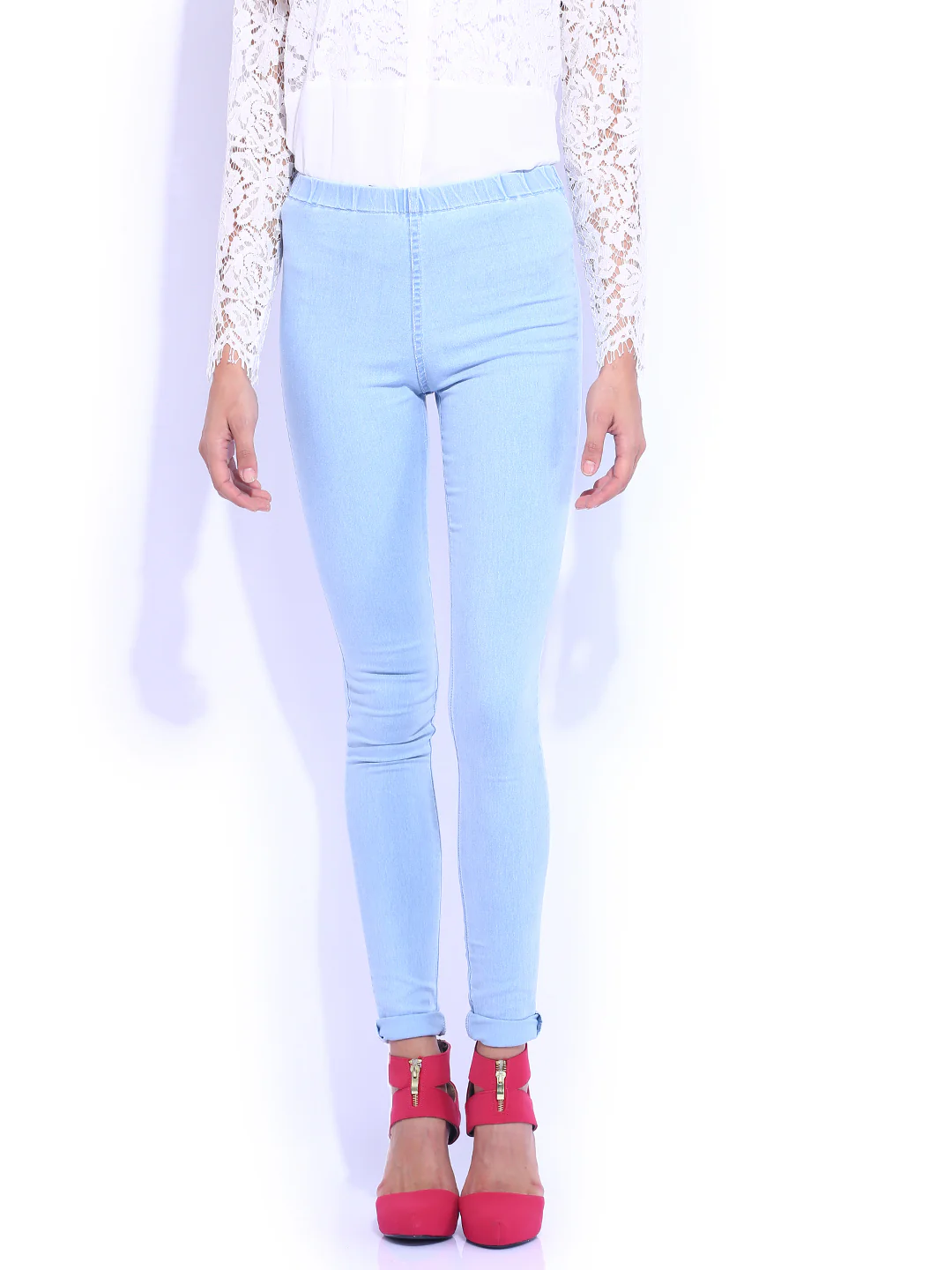 Women Light Blue High-Rise Skinny Jeans - Image 2