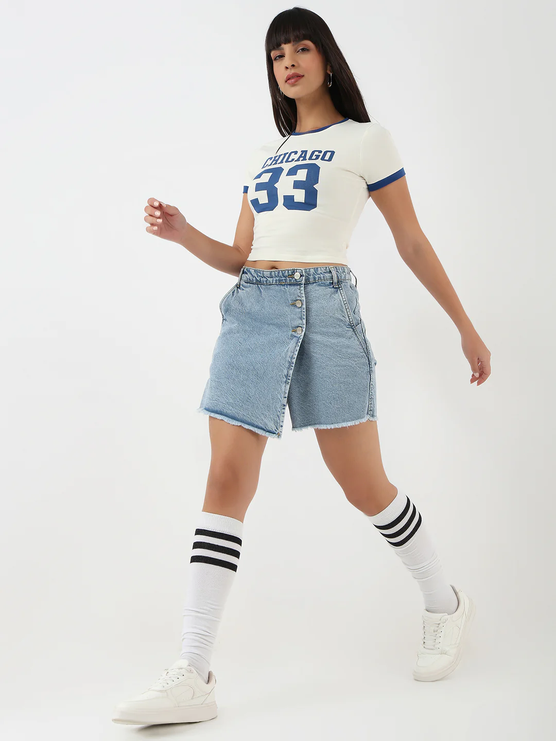 Women Light Blue High-Rise Skort