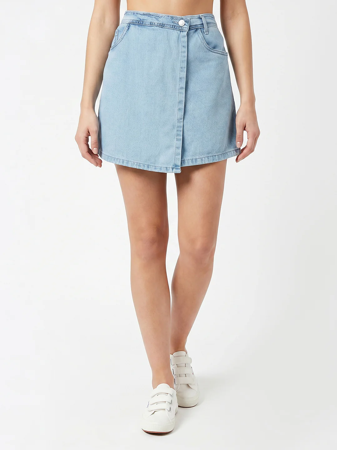 Women Light Blue High-Rise Skorts - Image 2