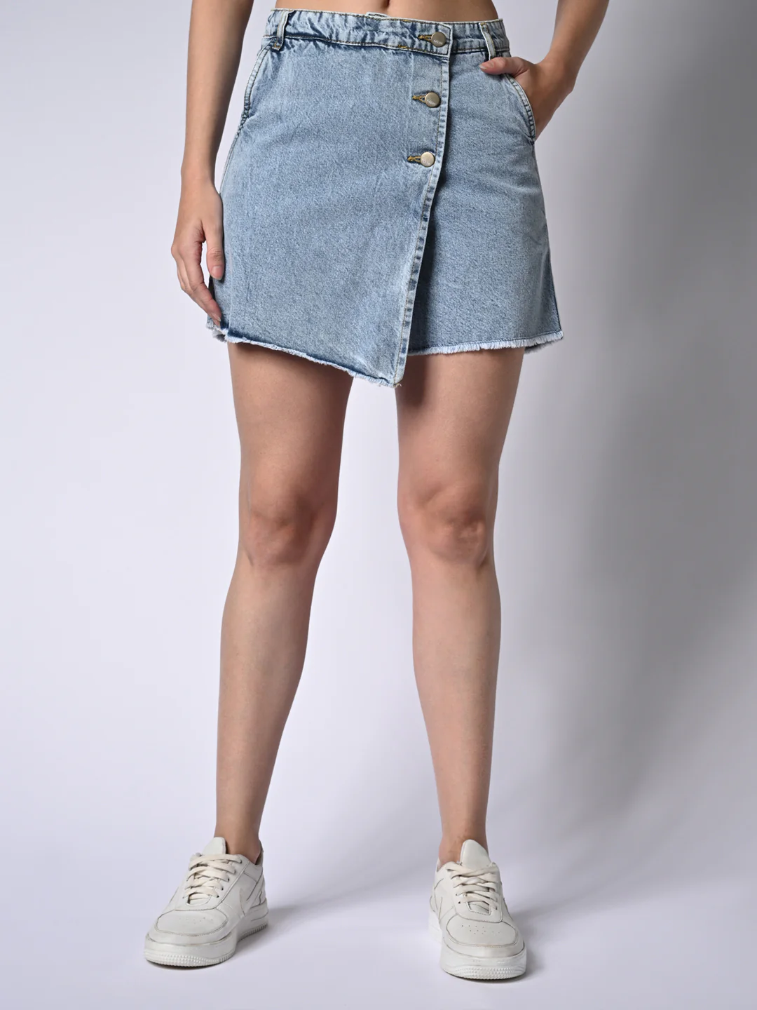 Women Light Blue High-Rise Skorts - Image 2