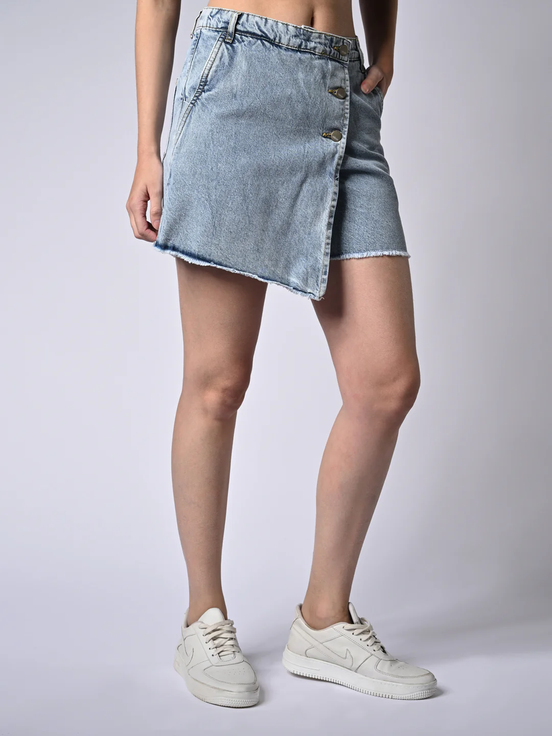 Women Light Blue High-Rise Skorts - Image 4