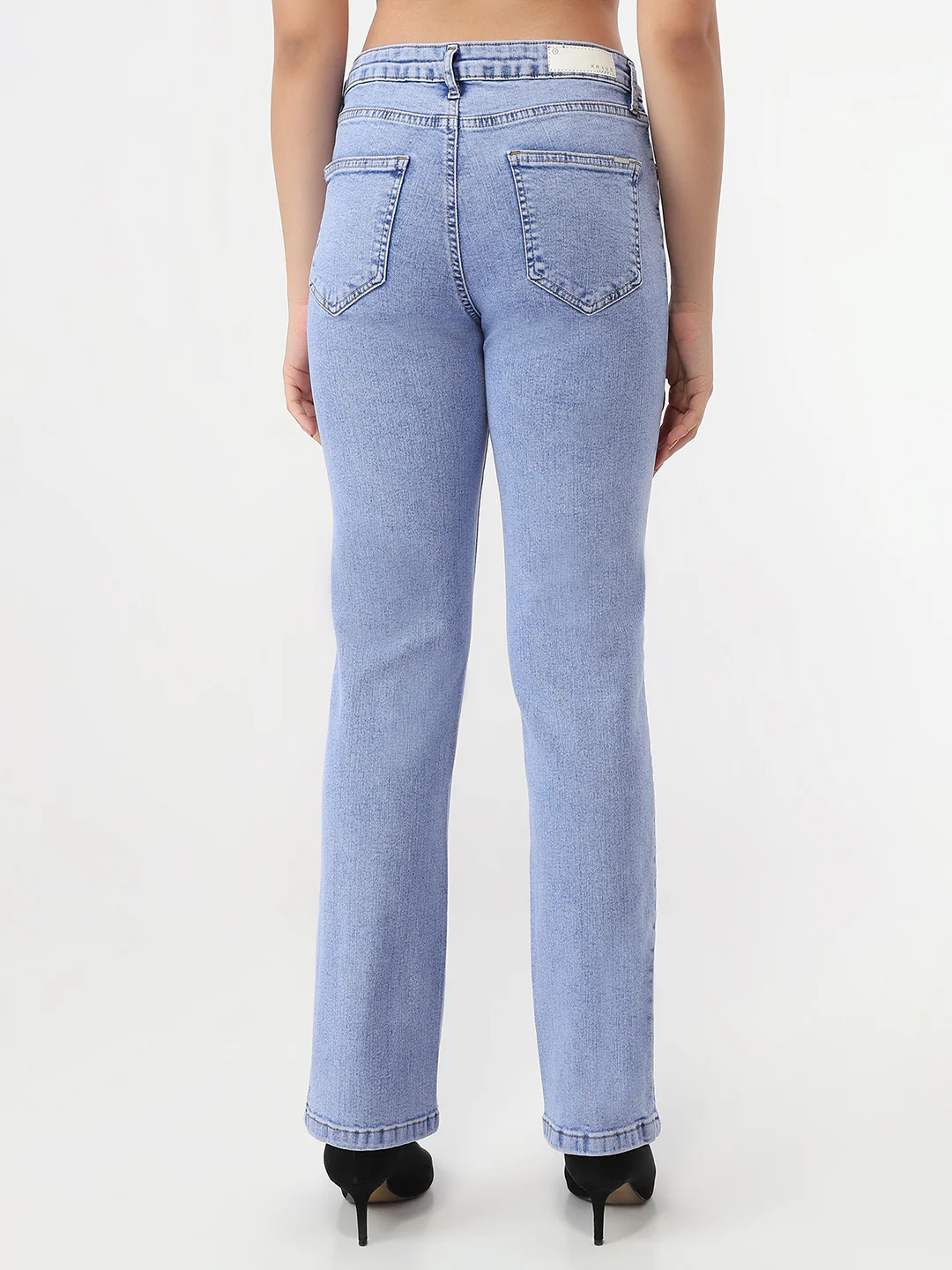 Women Light Blue High-Rise Slim Straight Jeans - Image 3