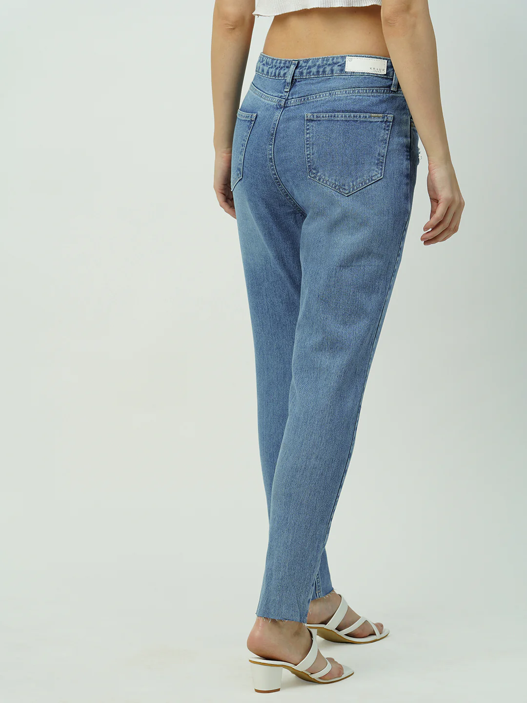 Women Light Blue High-Rise Slim Straight Jeans - Image 3