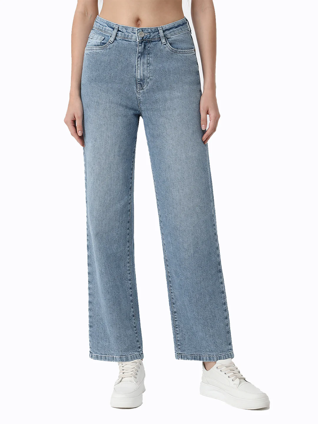 Women Light Blue High-Rise Straight Fit Jeans - Image 2