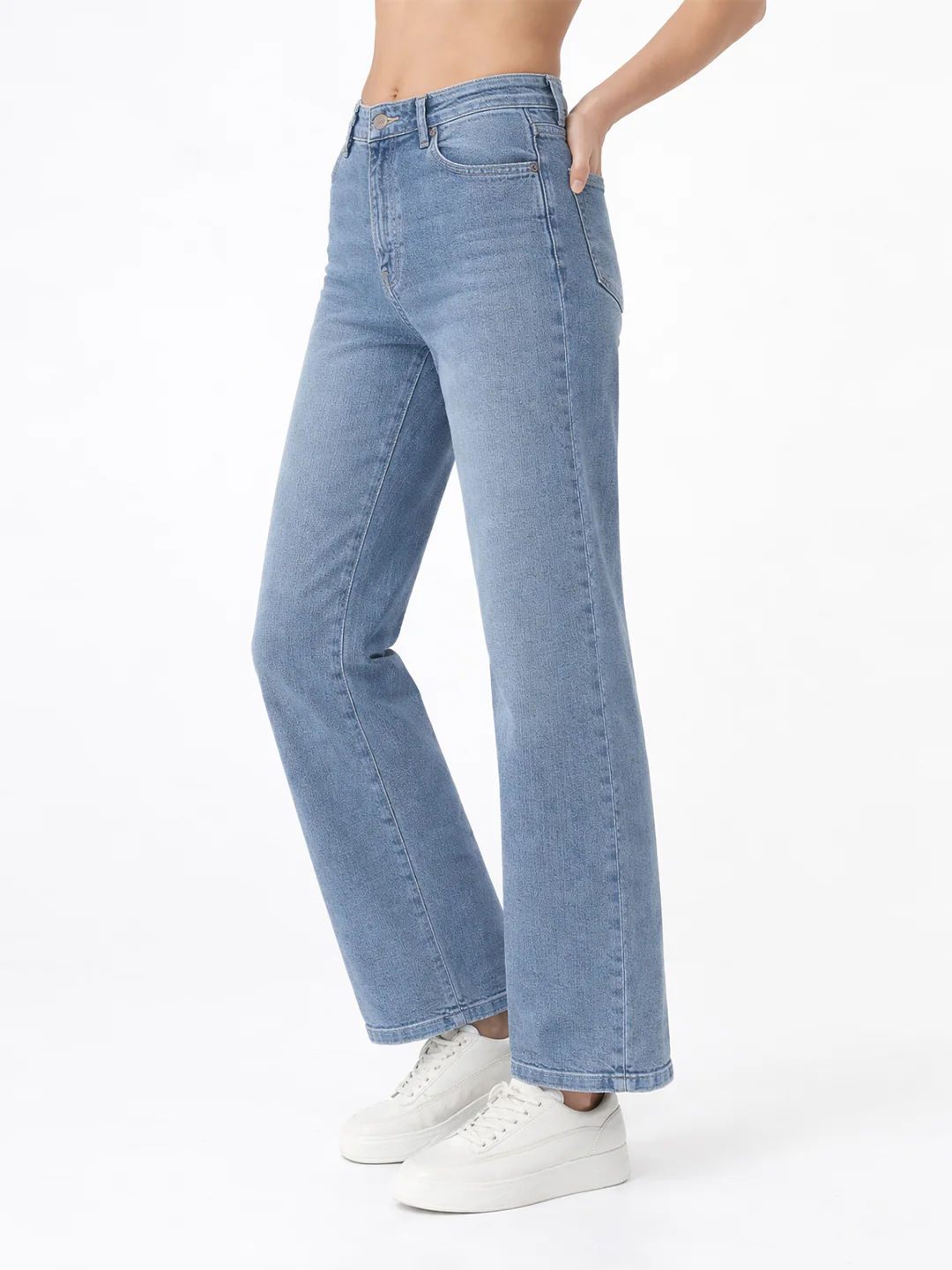 Women Light Blue High-Rise Straight Fit Jeans - Image 7