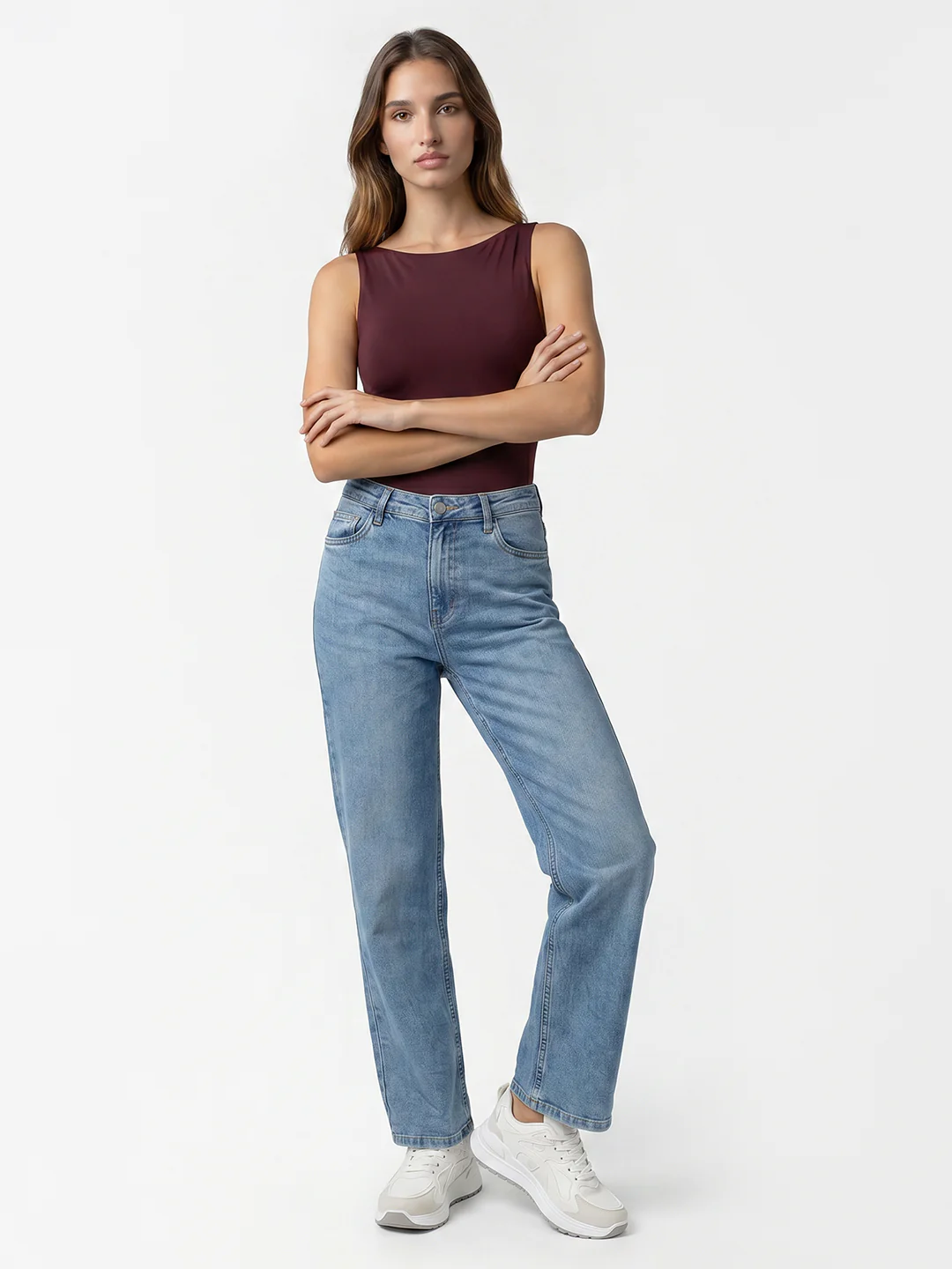 Women Light Blue High-Rise Straight Fit Jeans - Image 4