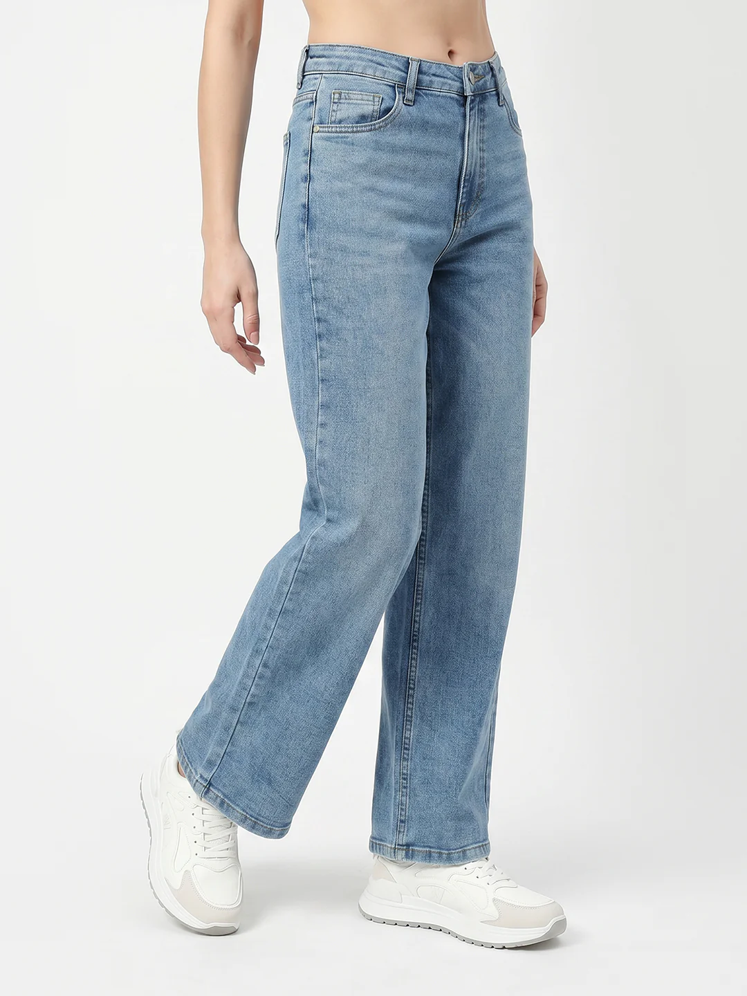 Women Light Blue High-Rise Straight Fit Jeans - Image 6