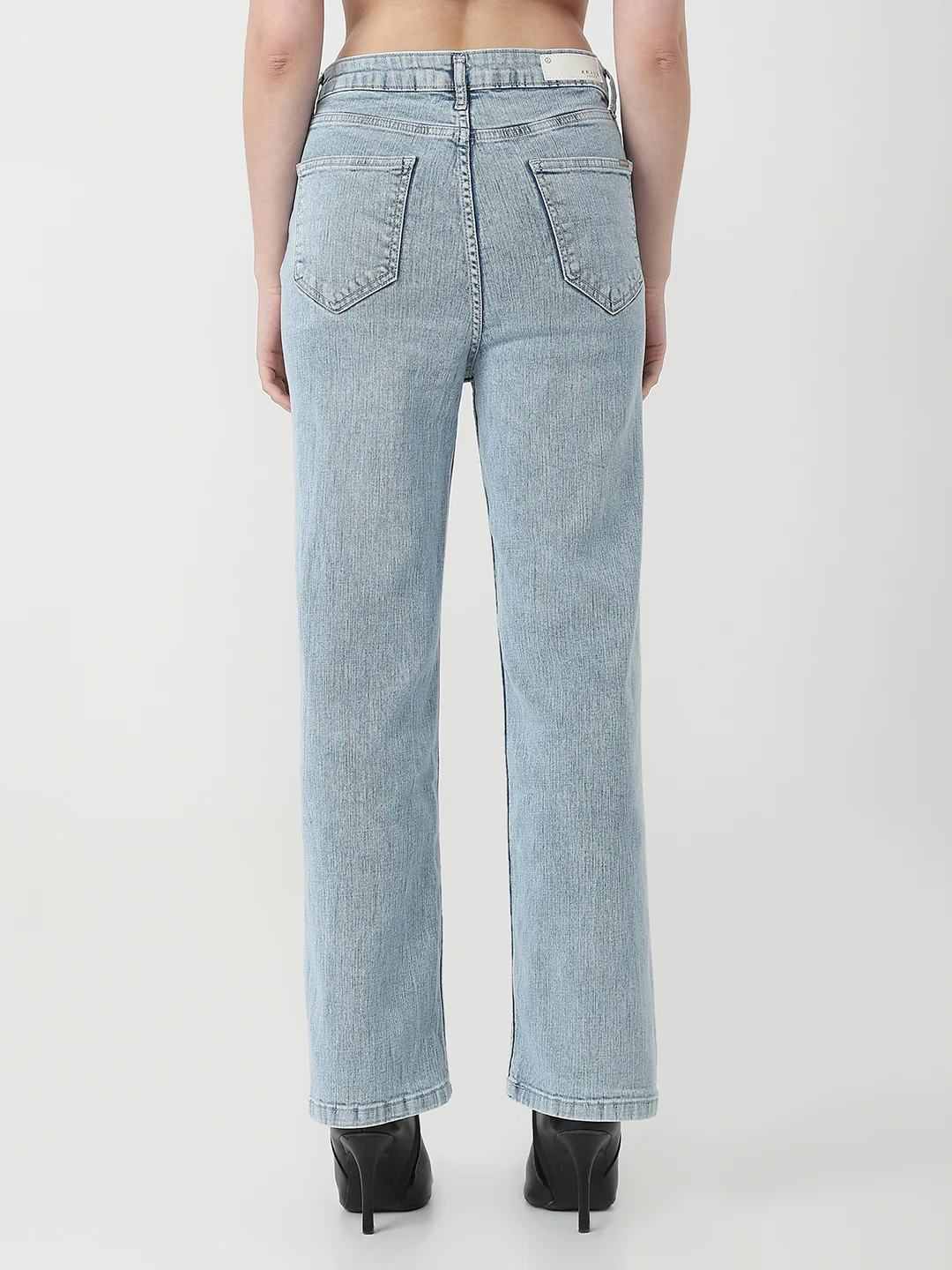Women Light Blue High-Rise Straight Jeans - Image 3