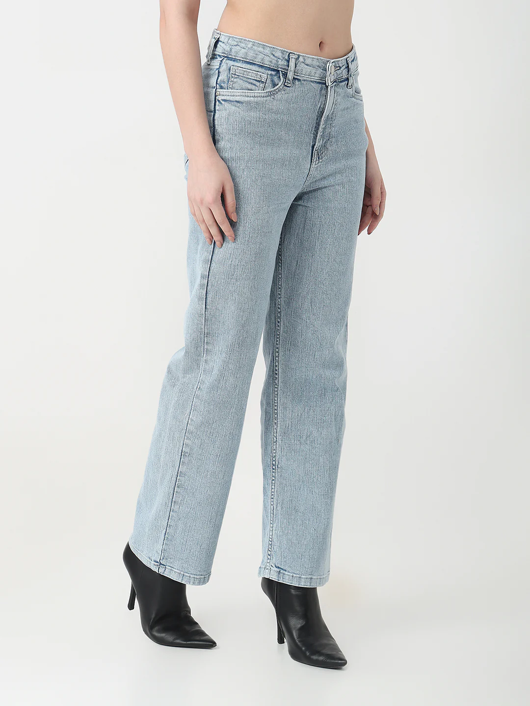 Women Light Blue High-Rise Straight Jeans - Image 6