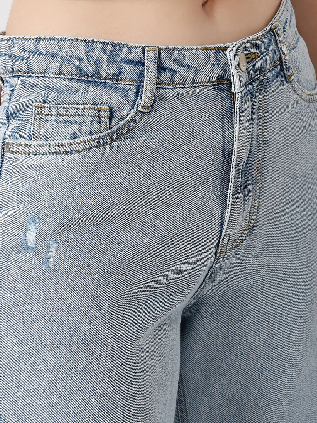 Women Light Blue High-Rise Straight Jeans - Image 6