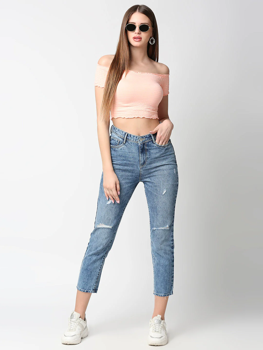 Women Light Blue High-Rise Super Straight Fit Jeans