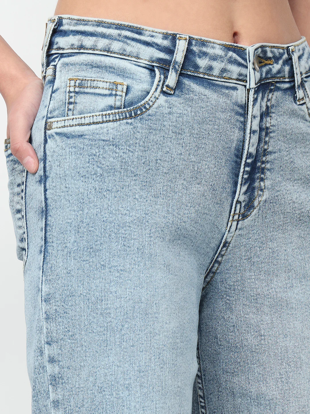 Women Light Blue High-Rise Super Wide Leg Jeans - Image 7