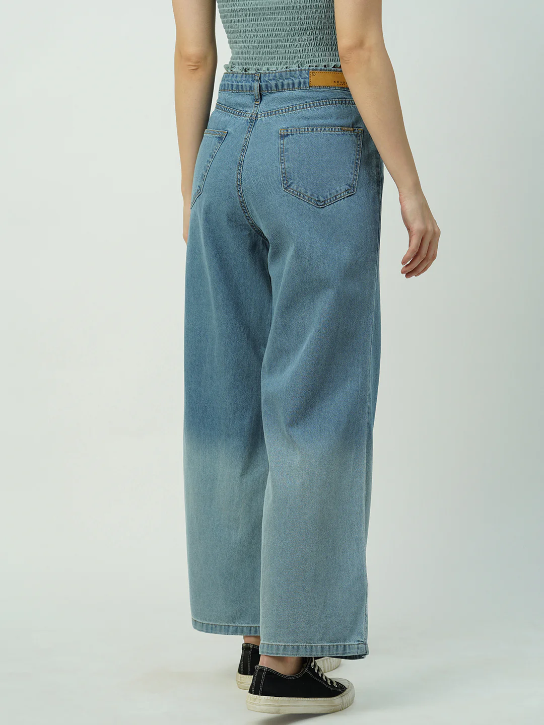 Women Light Blue High-Rise Super Wide Leg Jeans - Image 3