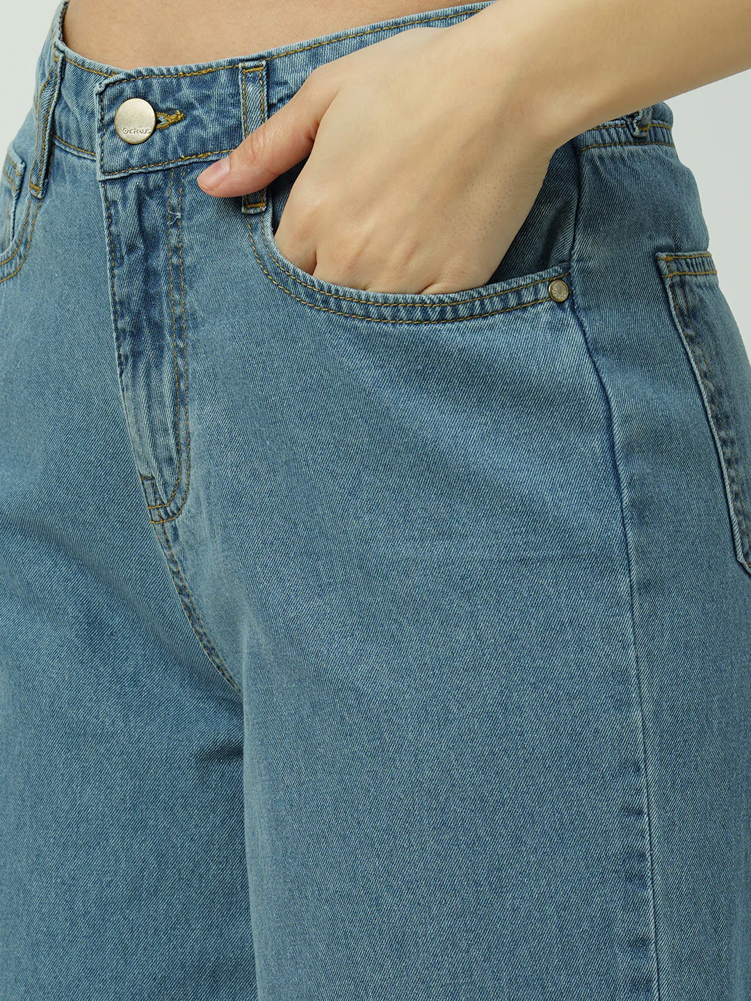 Women Light Blue High-Rise Super Wide Leg Jeans - Image 5