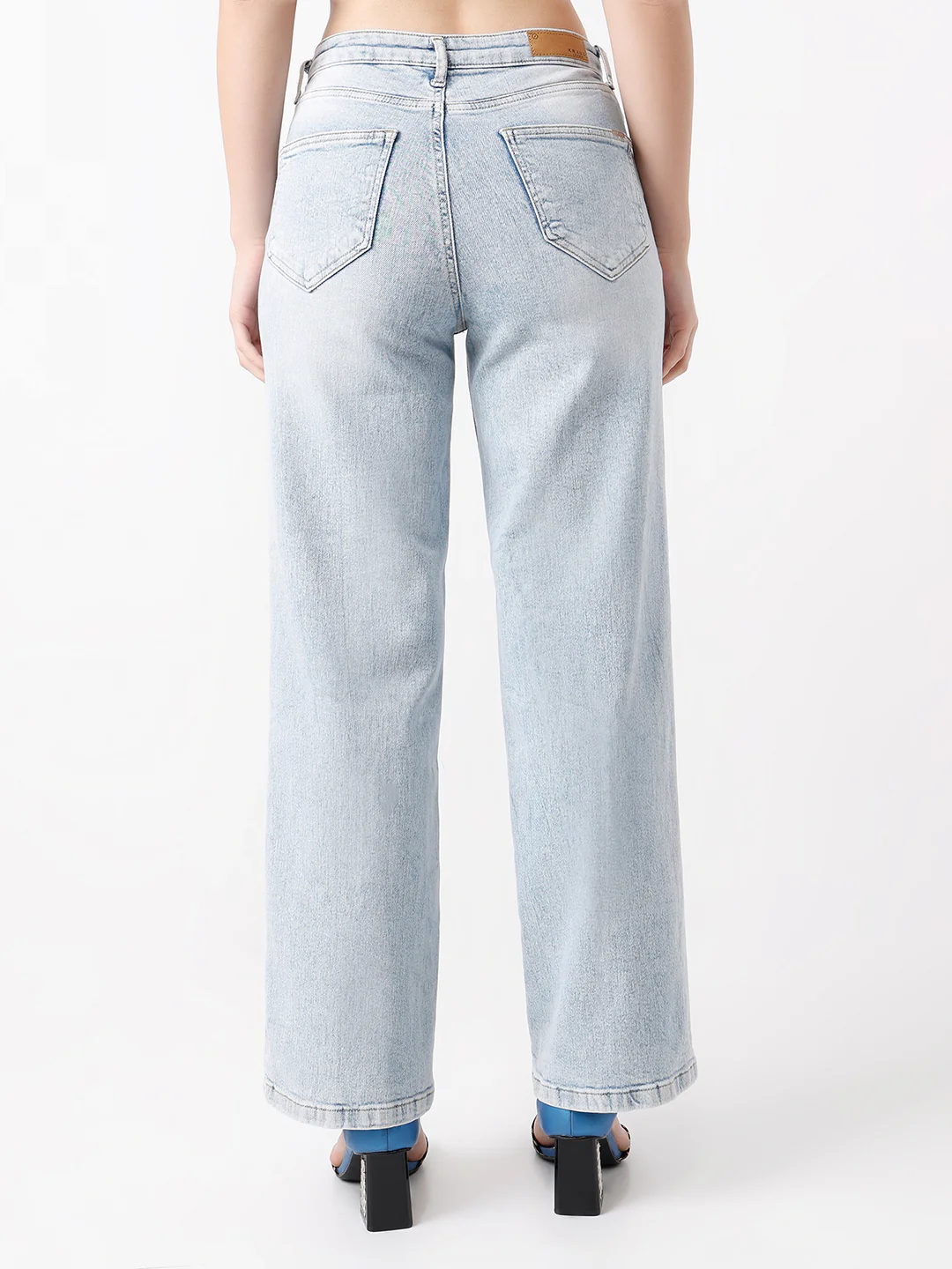 Women Light Blue High-Rise Wide Leg Jeans - Image 3