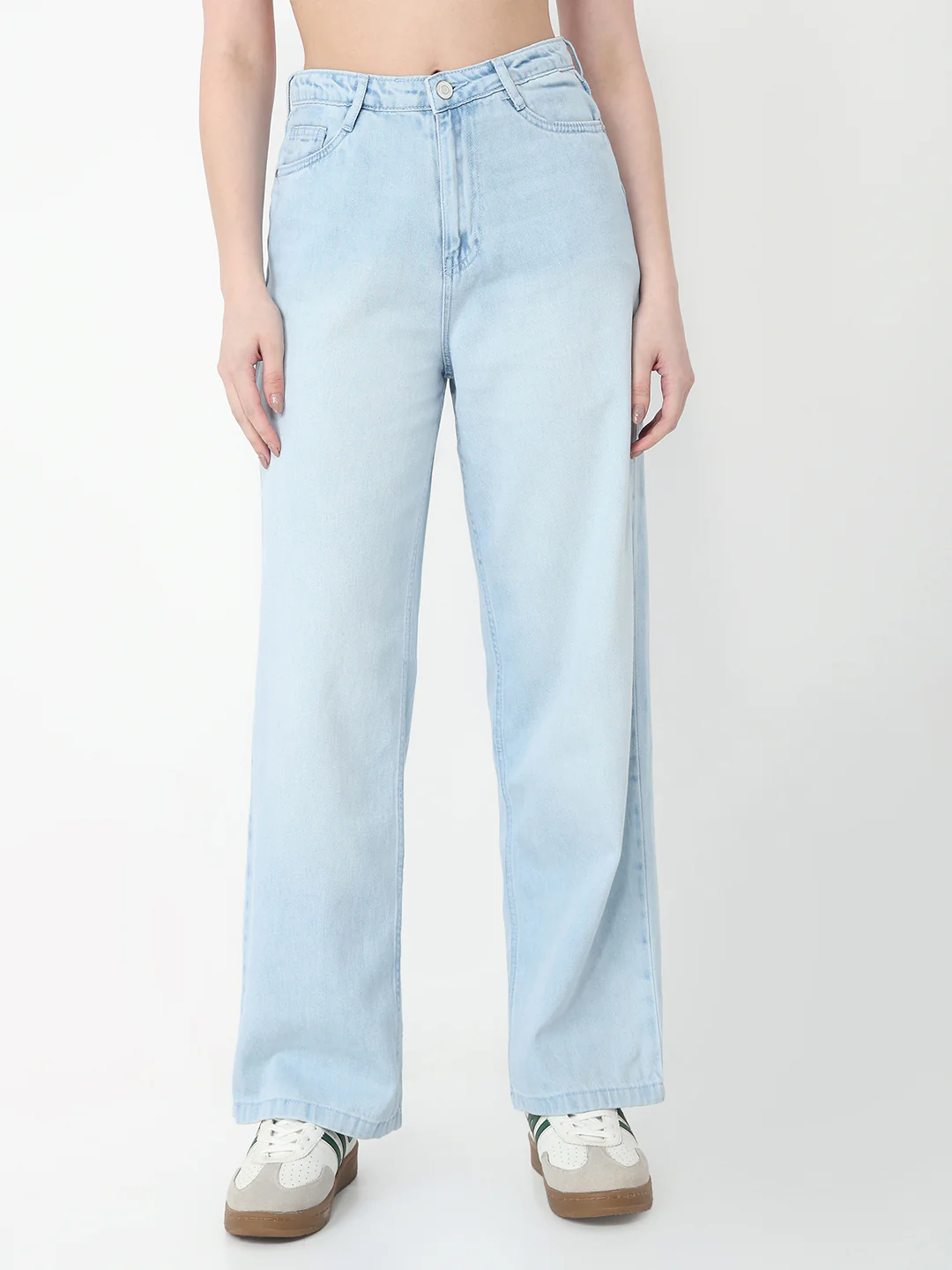Women Light Blue High-Rise Wide Leg Jeans - Image 2