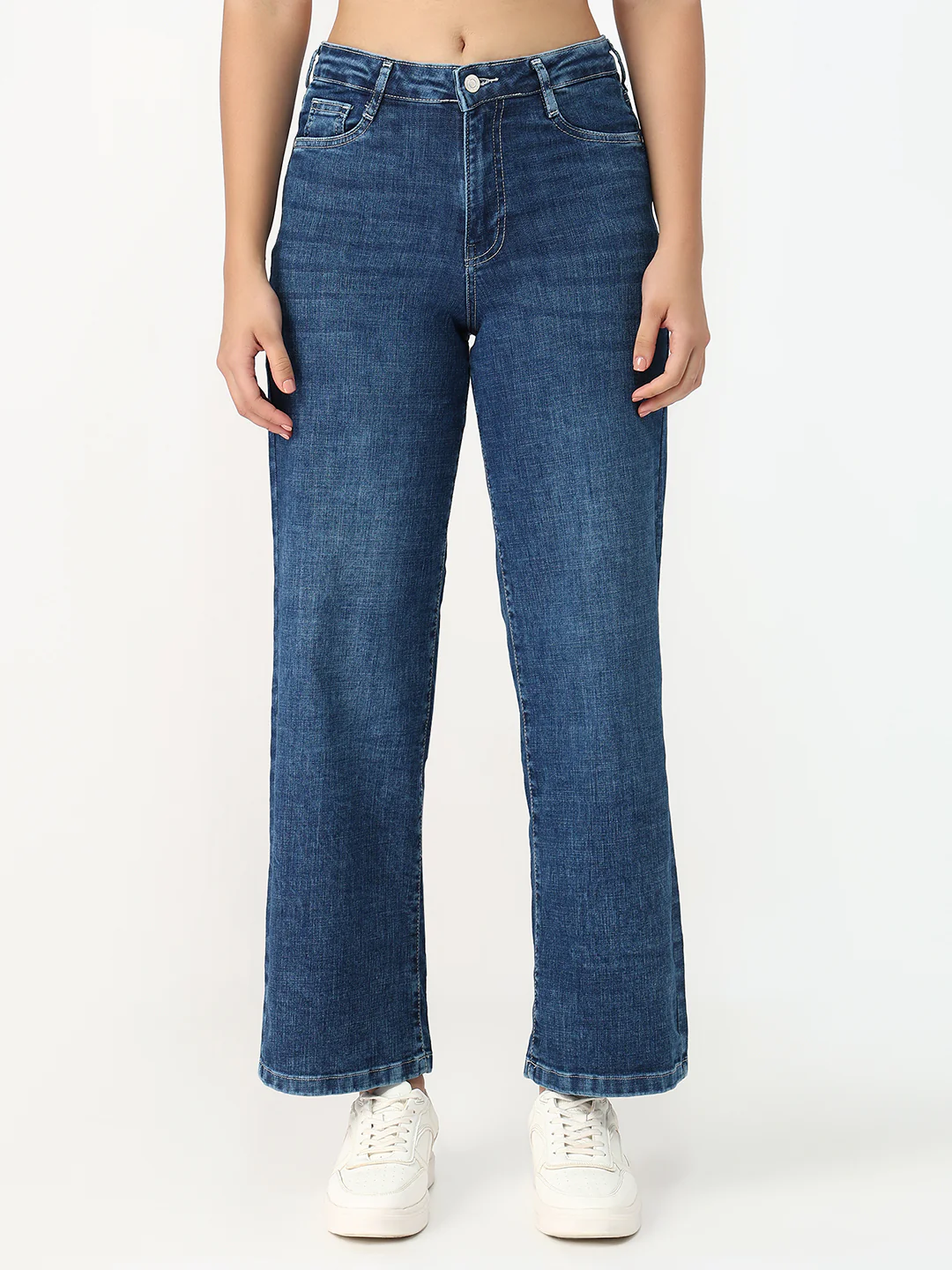 Women Light Blue High-Rise Wide Leg Jeans - Image 2