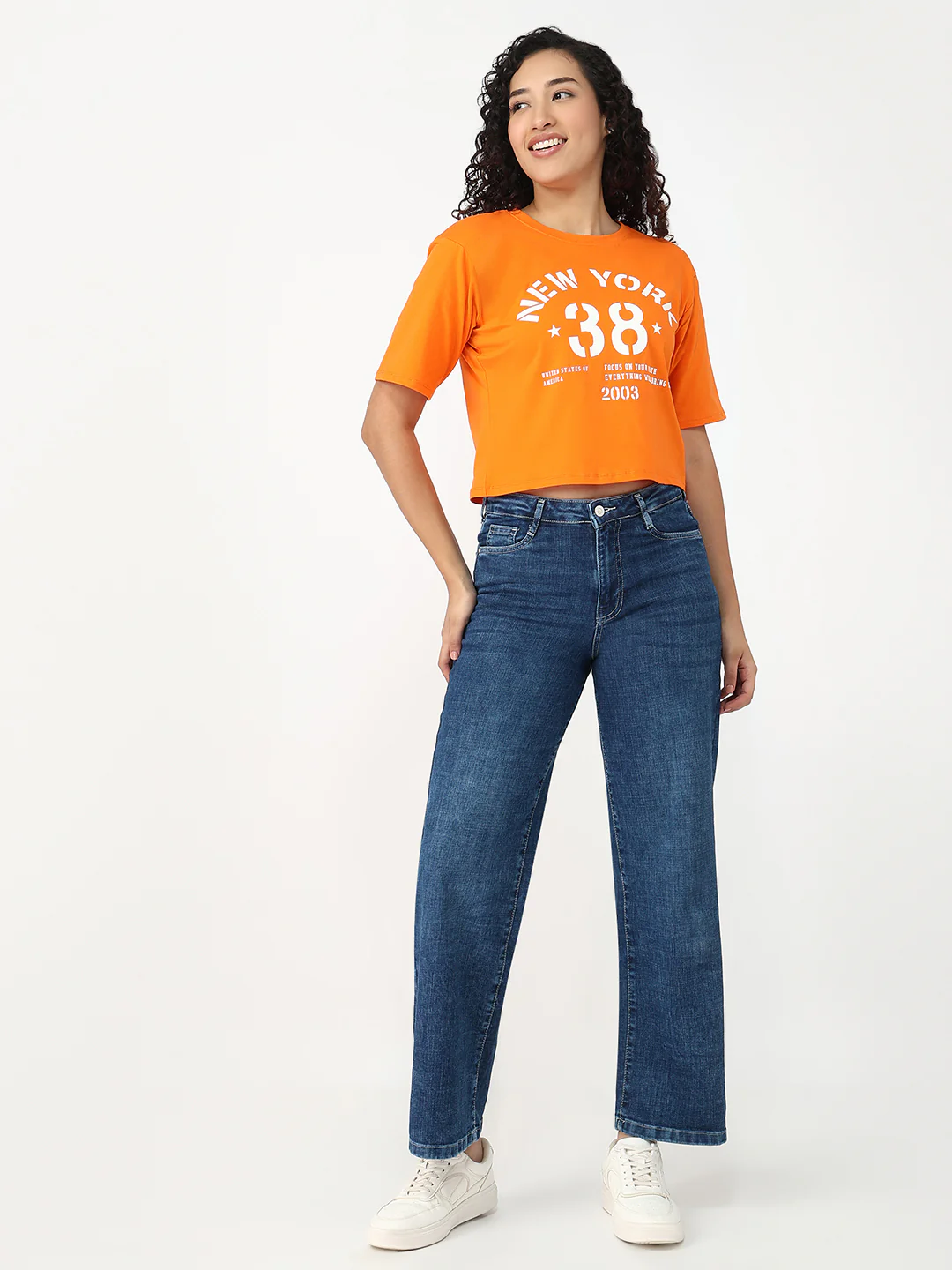 Women Light Blue High-Rise Wide Leg Jeans - Image 4