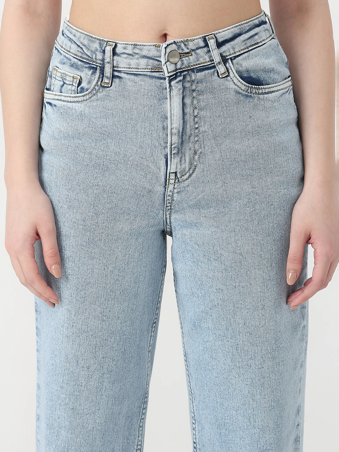 Women Light Blue High-Rise Wide Leg Jeans - Image 5