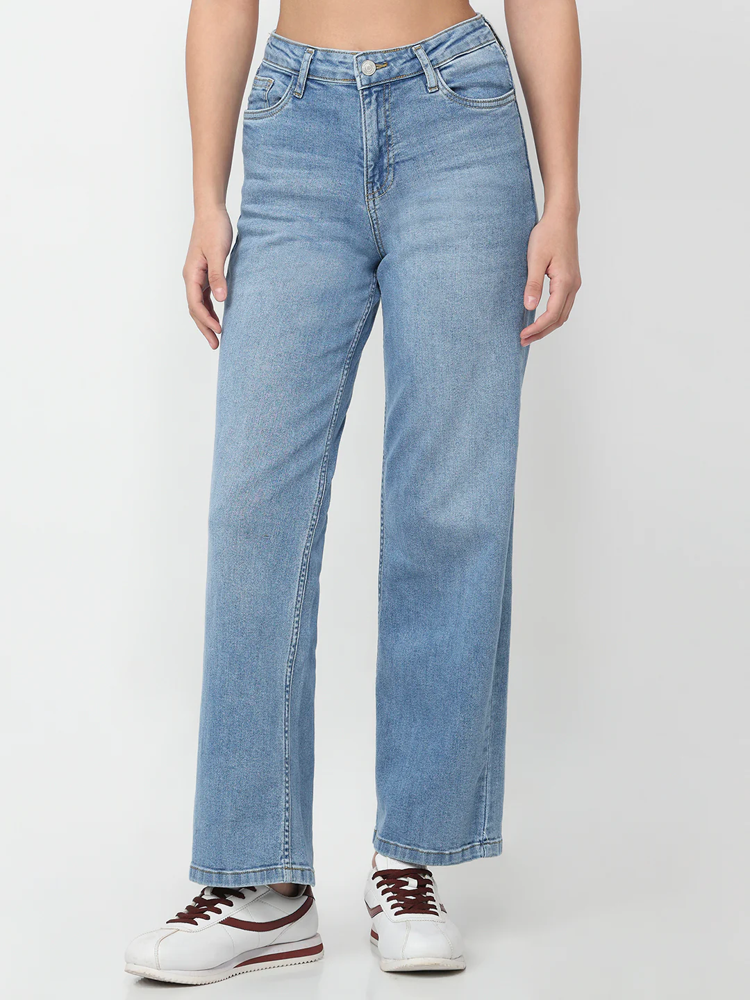 Women Light Blue High-Rise Wide Leg Jeans - Image 2