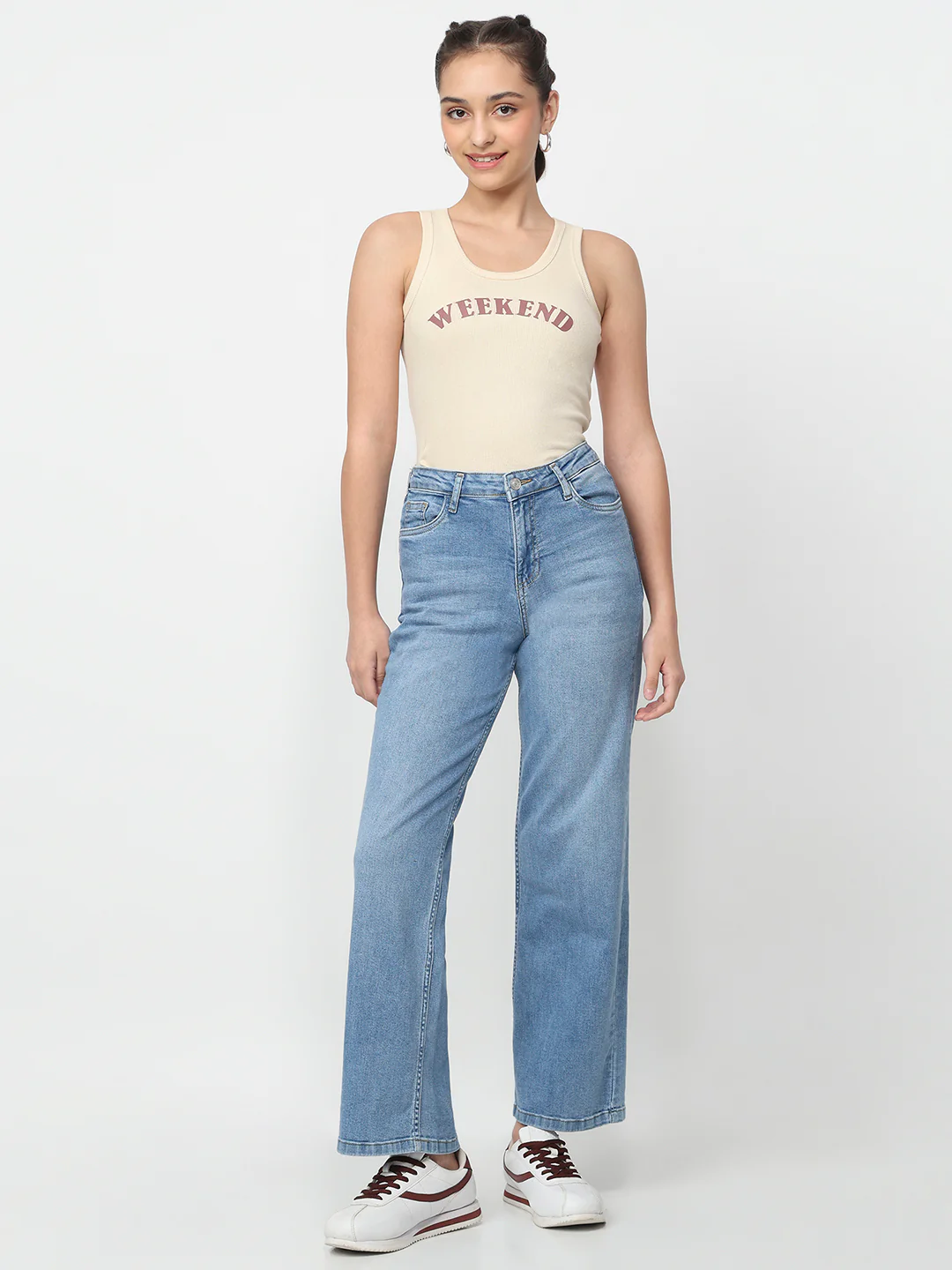 Women Light Blue High-Rise Wide Leg Jeans - Image 4