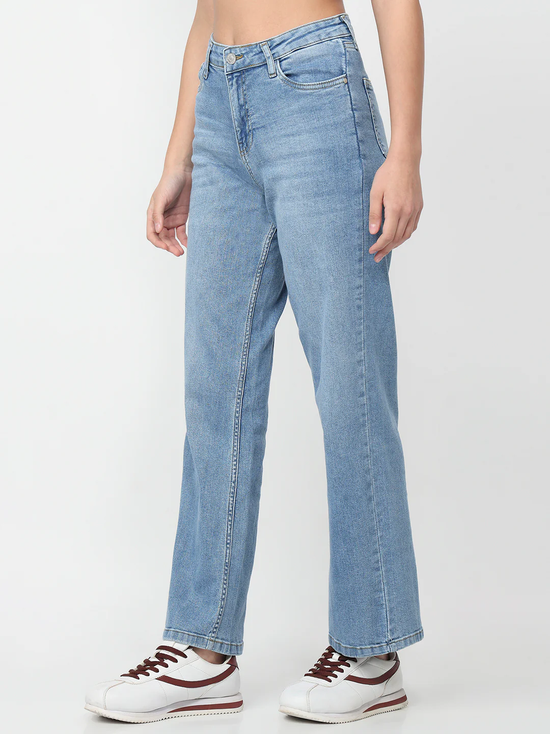 Women Light Blue High-Rise Wide Leg Jeans - Image 8