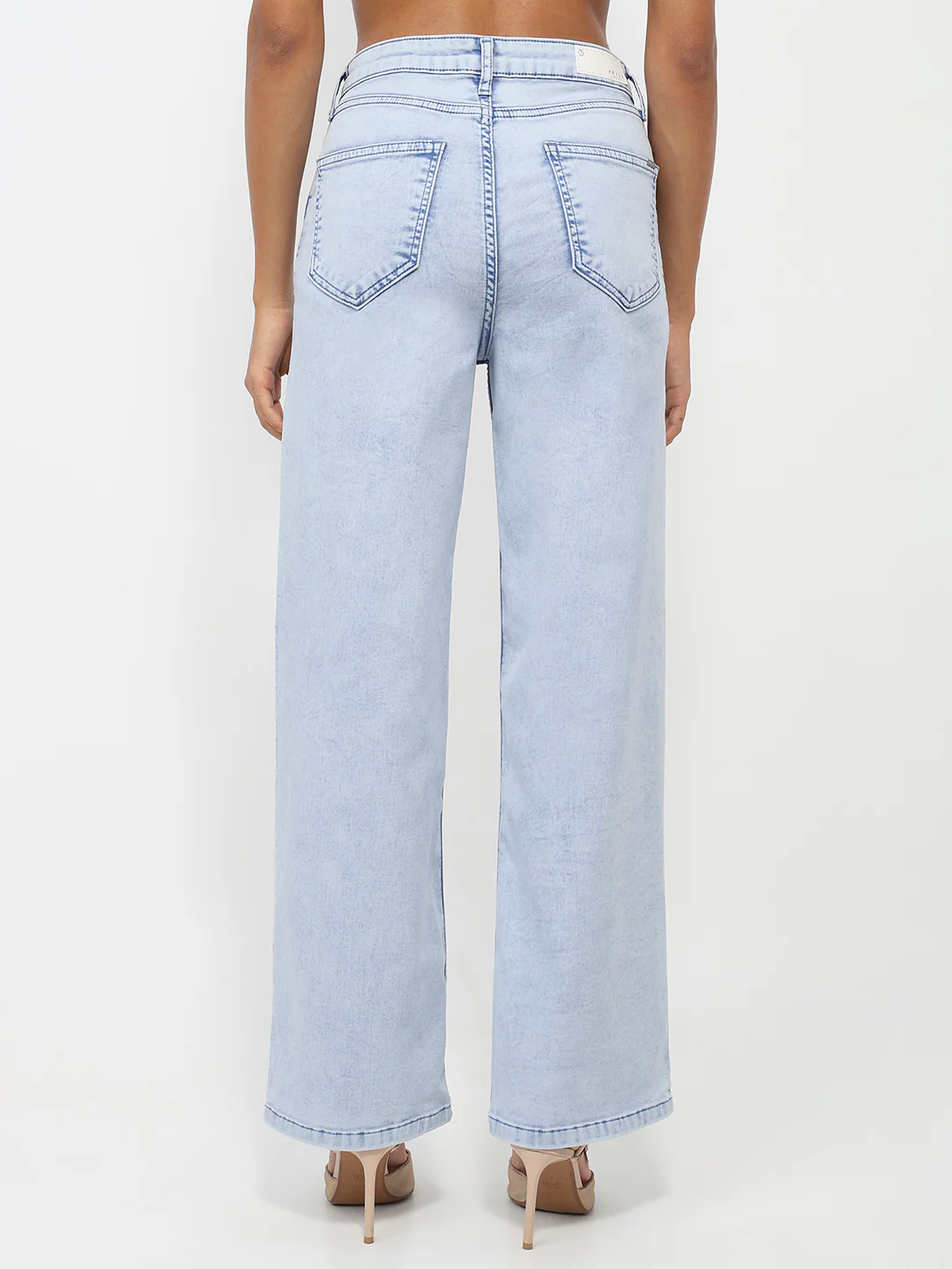 Women Light Blue High-Rise Wide Leg Jeans - Image 3