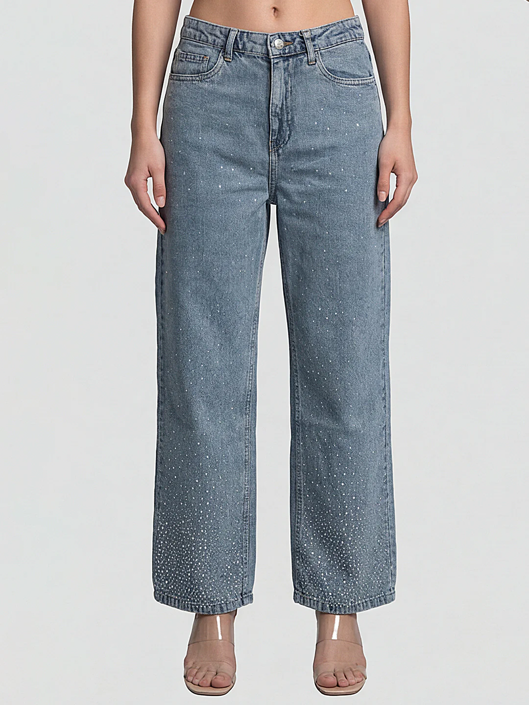 Women Light Blue High-Rise Wide Leg Jeans - Image 2